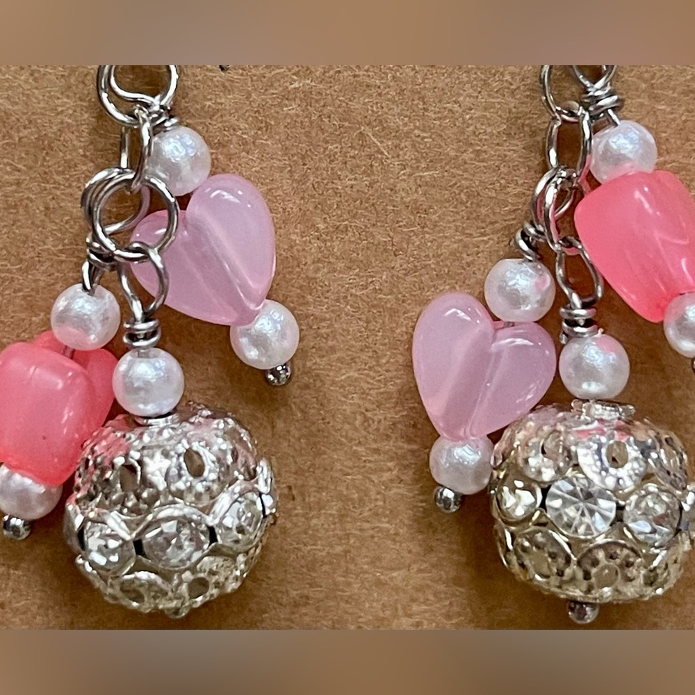 Handmade Valentine’s Day Dangle Earrings - Picture 2 of 2